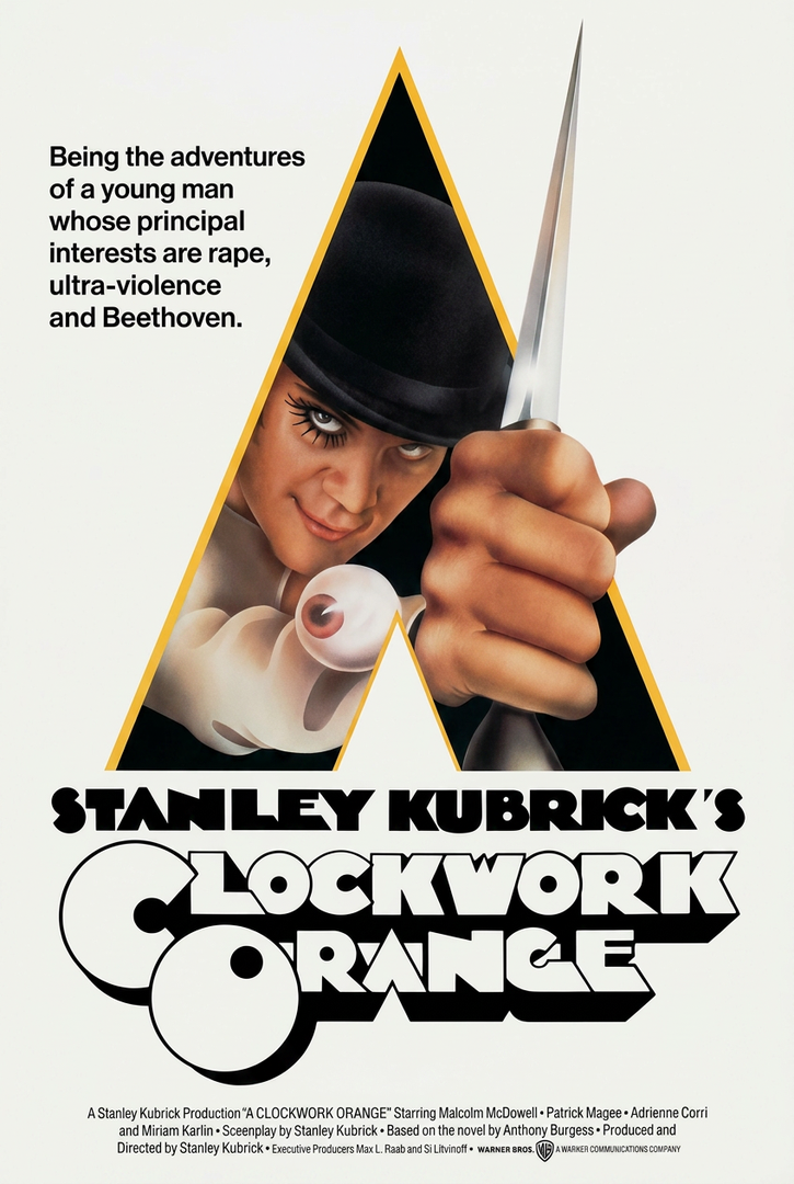 1972 British quad theatrical movie poster for A Clockwork Orange. 