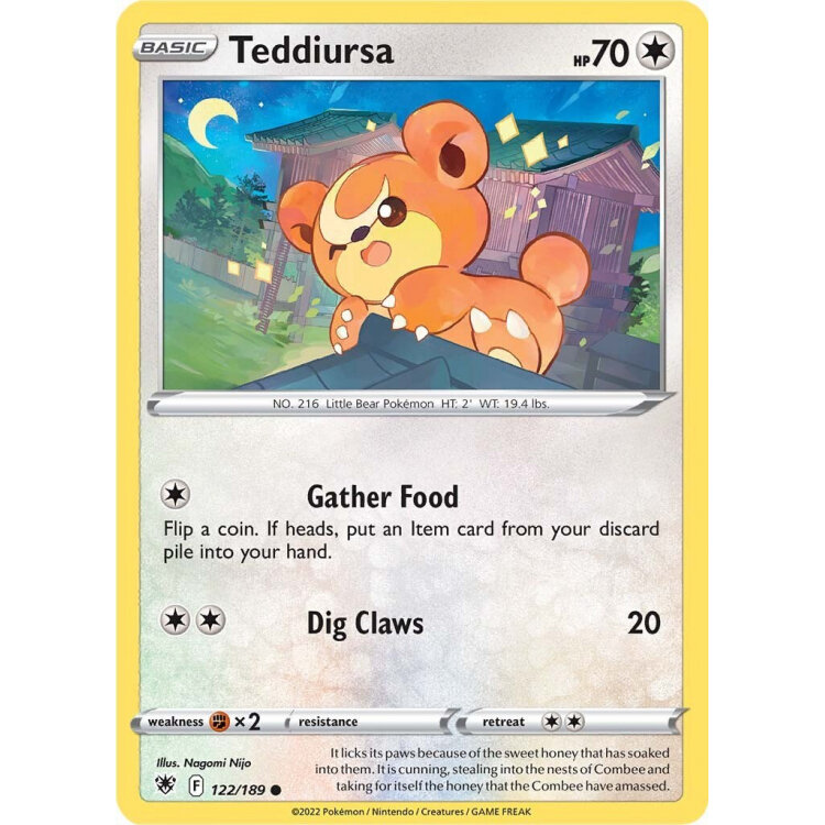 Teddiursa (122) pokemon card